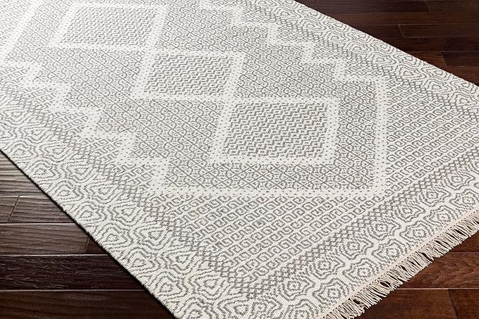 Mark&Day Wool Rugs, 6x9 Nishnabotny Cottage Light Gray Area Rug, Grey Beige Carpet for Living Room, Bedroom or Kitchen (6' x 9')