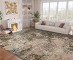 Arbosofe Modern Abstract Rug for Living Room, 8'x10' Washable Area Rug with Non-Slip Backing & Short Pile, Large Carpet with Abstract Pattern for Living Room Bedroom and Dining Floor Carpet Brown