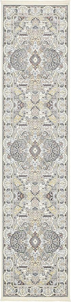 Unique Loom Narenj Collection Classic Traditional Medallion Textured Design Area Rug, 3 x 13 ft, Ivory/Tan
