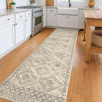 KILOCOCO Hallway Runner Rug 3'x10' Runners for Hallways Washable Runner Rug Non Slip Rubber Backed Low-Pile Runners for Bedroom Kitchen Living Room Laundry Room Boho Rugs, Beige/Gray/Green