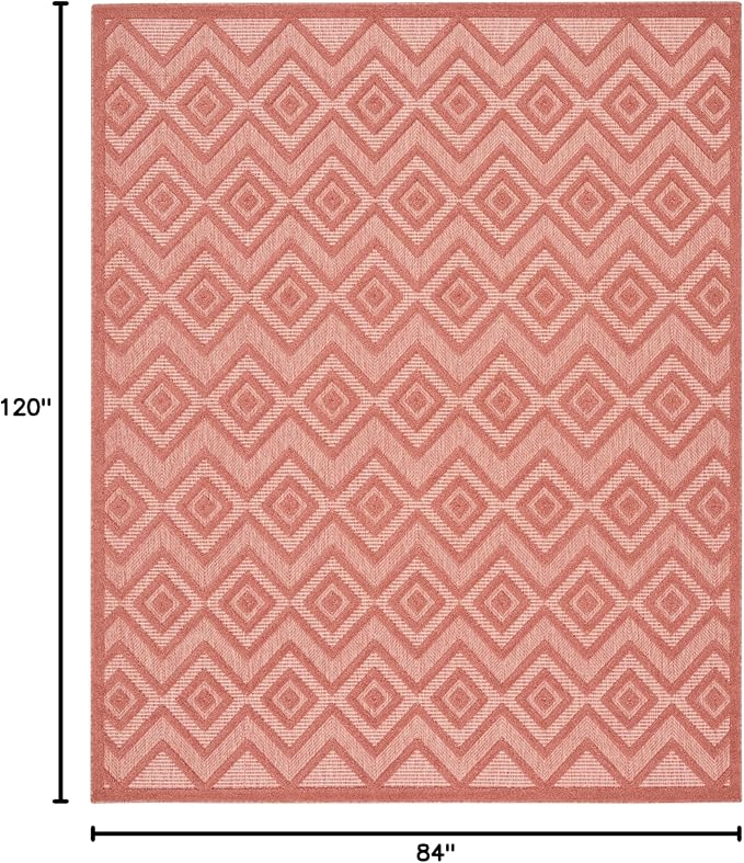 Nourison Home Versatile Coral Orange 7' x 10' Area Rug - Easy Clean, Non Shedding, Bed Room, Living Room, Dining Room, Kitchen (7' x 10')
