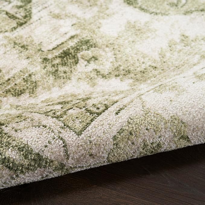 Nourison Home Astra Machine Washable Ivory Green 3'3" x 5' Area Rug - Easy Clean, Non Shedding, Bed Room, Living Room, Dining Room, Kitchen (3' x 5')