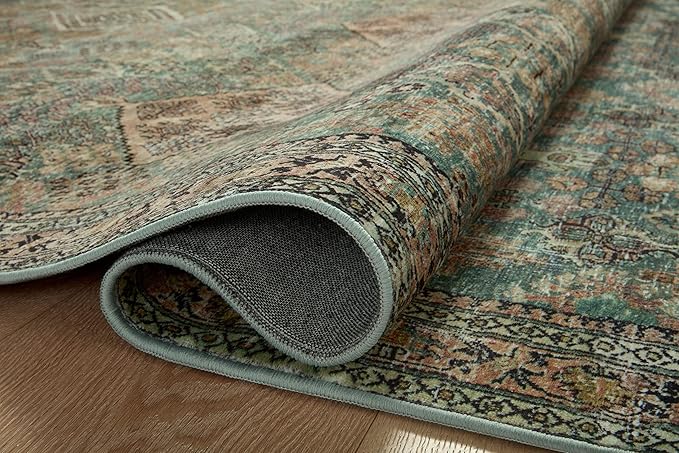Loloi Magnolia Home by Joanna Gaines Sinclair Collection SIN-03 Turquoise/Multi 2'-3" x 9'-6", .25" Pile Height, Machine Washable, Runner Rug