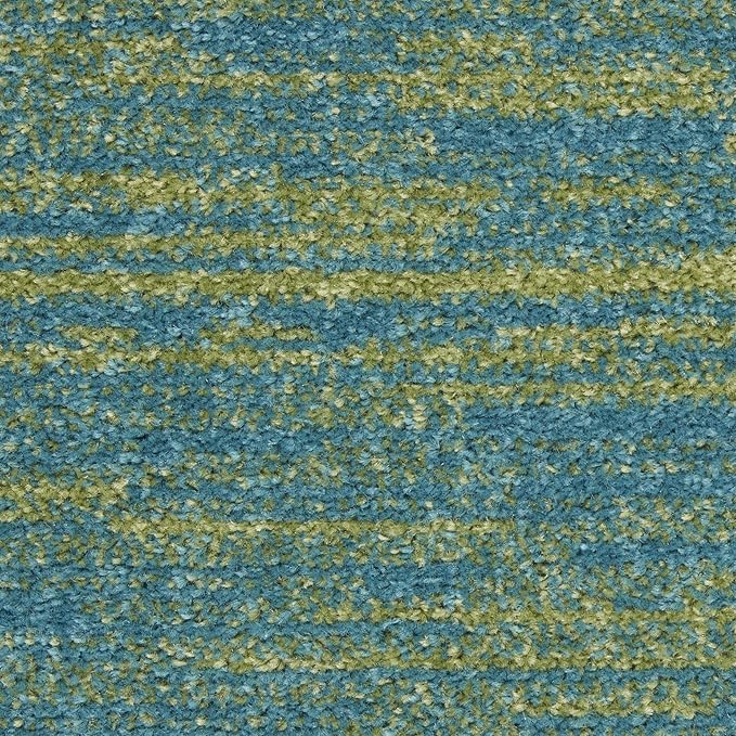 Nourison Home Nourison Essentials Blue Green 2'2" x 18' Area Rug - Easy Clean, Non Shedding, Bed Room, Living Room, Dining Room, Kitchen (18' Runner)