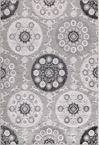 CAMILSON Indoor Outdoor Rug 10x14 Bohemian Medallion Floral Area Rugs for Indoor and Outdoor Patios Easy-Cleaning Non-Shedding Living Room Garden and Kitchen Washable Outside Carpet (10 x 14 / Gray)
