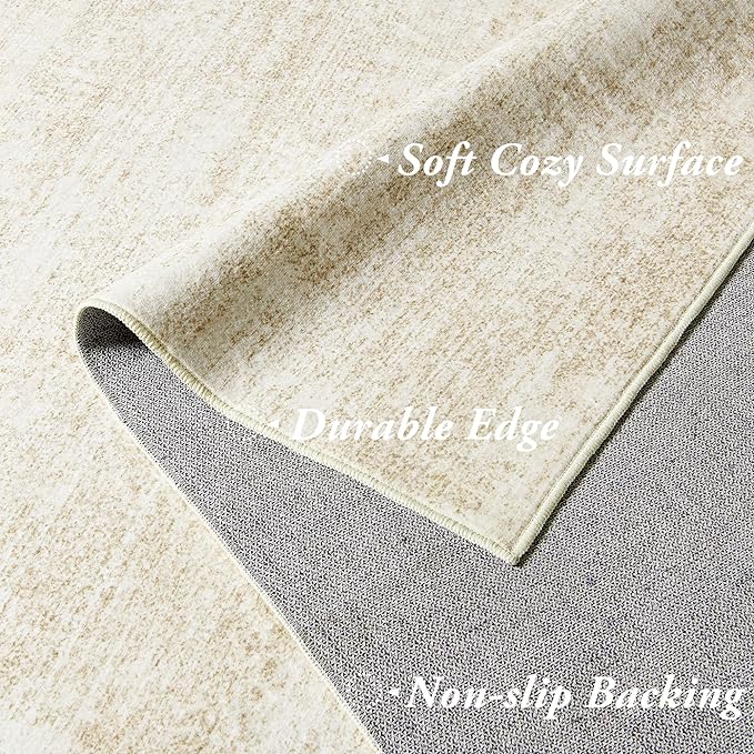 8x10 Area Rugs for Living Room,Washable Tan Beige Neutral Abstract Modern Farmhouse Boho Rugs for Bedroom