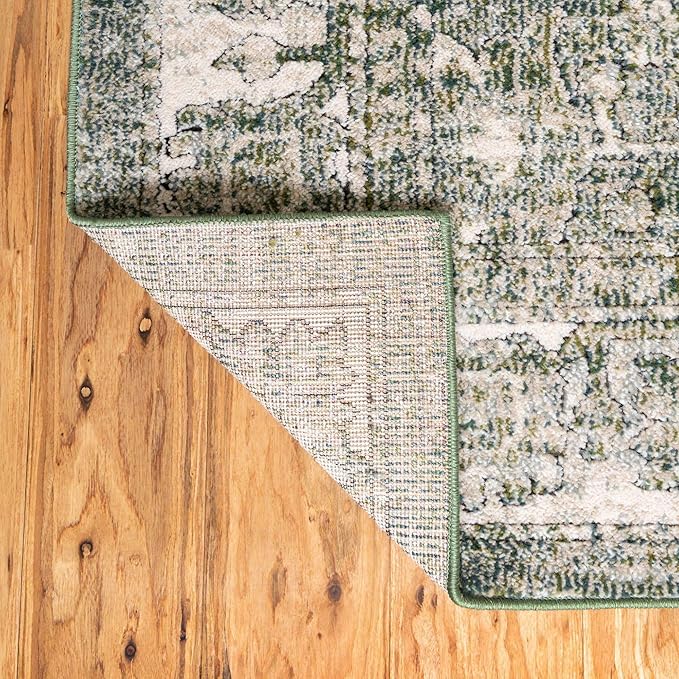 Unique Loom Isabella Collection Area Rug - Adjani (5' 1" x 8' Rectangle, Green/ Ivory)