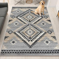 YHSF South West Native American Rug Ritz – Native Tribal American Indian Inspired Rug - Living Room, Bedroom, Hallway, Entryway & High Traffic Area Rugs Washable - Soft - Light Grey, 8 Feet x 10 Feet
