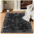 Istana 4x6 Area Rug - Black Rugs for Living Room 4x6 - Foldable Rugs for Bedroom - Stain Resistant Washable Rug - Eco-Friendly Boho Area Rugs - Easy to Clean Living Room Rug 4 x 6