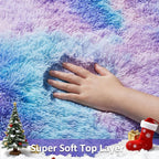 Ophanie Rainbow Purple Rug for Bedroom Girls, Unicorn Colorful Mermaid Fluffy Soft Cute Fuzzy Area Rugs, Shag Plush Shaggy 4x6 Furry Carpet for Kids Baby Teen Dorm Nursery Home Decor Aesthetic