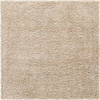 Unique Loom Davos Shag Collection Area Rug - Solid (5' 3" Square, Linen)