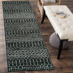 Lahome Moroccan Black Rug 2x8 Washable Non-Skid Kitchen Floor Runner, Low-Profile, Non Slip, Geometric Print Distressed Entryway Runner for Hallways, Laundry Room, Foyer
