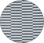 Unique Loom Outdoor Striped Collection Area Rug - Striped (6' 1" Round Blue/Ivory)