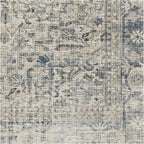 RUGGABLE Washable Vintage Area Rug – Kamran Blue Quartz 8x10, Stain-Resistant, Non-Slip – Large Machine Washable Rugs for Living Room, Bedroom, Hallway, Entryway & Office–with Standard Pad