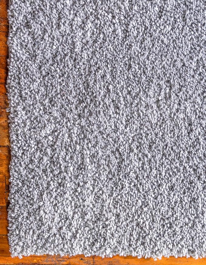 Unique Loom Davos Shag Collection Area Rug - Solid (2' 7" x 16' 5" Runner, Sterling)