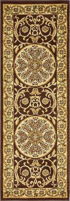 Unique Loom Versailles Collection Traditional Classic Medallion Floral Motif Area Rug (2' 2 x 6' 0 Runner, Brown/ Ivory)