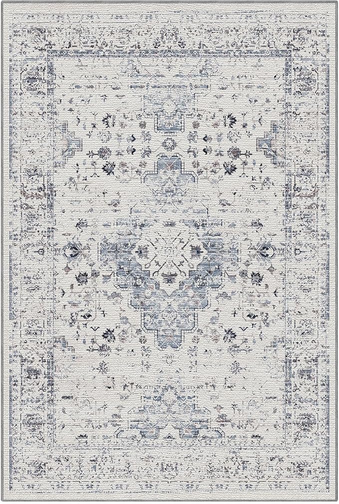 LUMI 5x8 Washable Area Rug for Living Room, Ultra Soft Traditional Rugs Non Slip with Rubber Backing, Low Profile, High Traffic, Stain Resistant Carpets, Ideal for Bedroom, Dining Room, Indoor