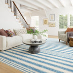 Dash & Albert Vion Blue Machine Washable Rug, 4 X 6 Feet, Blue/Grey Stripe Pattern