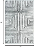 Bloom Rugs Washable Non-Slip 6' x 9' Rug - Black/Ivory Striped Area Rug for Living Room, Bedroom, Dining Room, and Kitchen - Exact Size: 6' x 9'