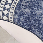 Antep Rugs Alfombras Modern Bordered 5x7 Non-Skid (Non-Slip) Low Profile Pile Rubber Backing Indoor Area Rugs (Navy Blue, 5' x 7' Oval)