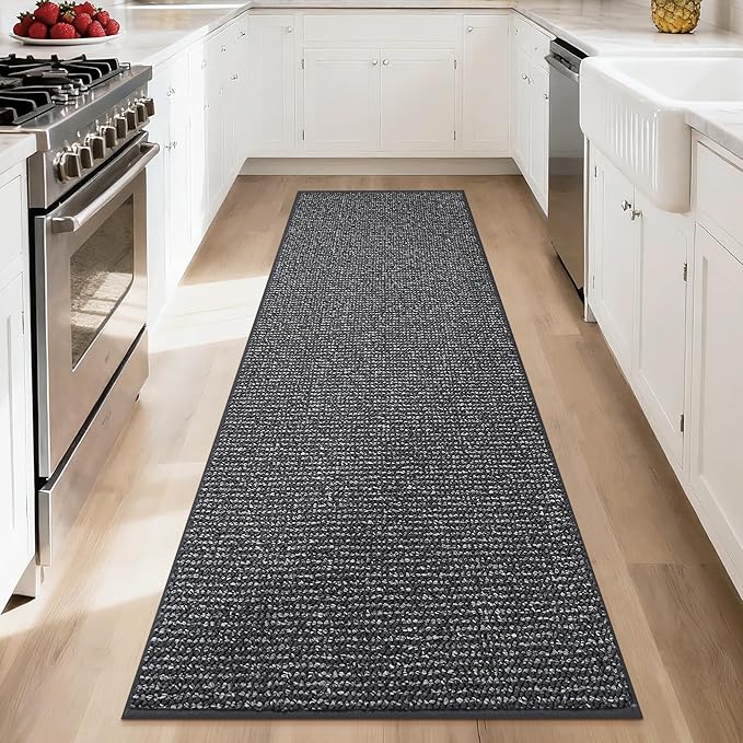 BEQHAUSE Hallway Runner Rugs 2x8, Hallway Rug Non-Slip Washable(Rolled-Up NO Creases), Runner Rug Absorbent Stain Resistant Hall Rug Carpet Runner, Entryway Rugs Floor Mat Laundry Room Rugs, Charcoal