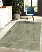 Ambesonne Jurassic Decorative Rug, Arrangement of Various Dinosaurs Illustrations Skeleton Biology Historic, Quality Carpet for Bedroom Dorm and Living Room, 5' 1" X 7' 5", Slate Brown