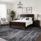 8x10 Area Rugs for Living Room, Abstract Black Boho Rug for Bedroom Design, Black and White 8 x 10