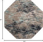Unique Loom Trellis Frieze Collection Area Rug - Geometric (7' 10" Octagon, Blue Multi/ Ivory)