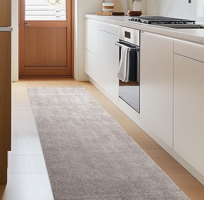 Well Woven Custom Size Hallway & Stair Runner- Harlow Pompeii Taupe 31 Inches Wide x 18 Feet Long Runner (31" x 18') Runner Rug - Modern Chevron Pattern, Ultra-Soft, Easy-Clean
