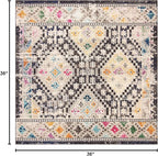 SAFAVIEH Madison Collection Area Rug - 3' Square, Black & Yellow, Boho Diamond Distressed Design, Non-Shedding & Easy Care, Ideal for High Traffic Areas in Living Room, Bedroom (MAD418Z)