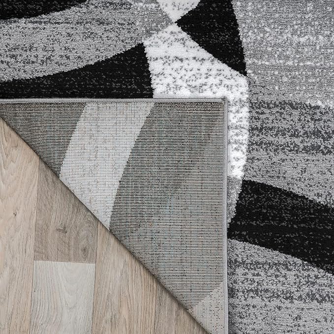 Rugshop Gray Medium Indoor Area Rug, Abstract Circles, High-Traffic, Non-Shedding, for Living Room, Home Office and Bedroom, 4' x 6'