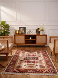 Hand Knotted Wool & Silk ECO-Friendly Oriental Area Rugs - 5'x8', Rectangle Shape, Cream Burgundy Color, Classic Oriental Traditional, Medium Pile Handmade Area Rugs (AF0102)