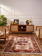 Hand Knotted Wool & Silk ECO-Friendly Oriental Area Rugs - 10'x13', Rectangle Shape, Cream Burgundy Color, Classic Oriental Traditional, Medium Pile Handmade Area Rugs (AF0102)
