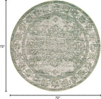 Unique Loom Isabella Collection Area Rug - Adjani (6' Round, Green/ Ivory)