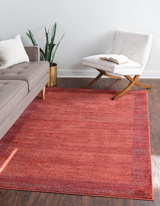 Rugs.com Angelica Collection Rug – 9' x 12' Terracotta Medium Rug Perfect for Living Rooms, Large Dining Rooms, Open Floorplans