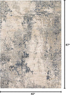 Loloi Teagan Collection TEA-07 Natural/Denim 3'-4" x 5'-7" Accent Rug, Large, Soft Neutral Rug, High-Traffic for Living Room, Bedroom, Home Office, Dining Area
