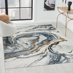 LUXE WEAVERS Marble Effect Abstract Blue 6x9 Area Rug