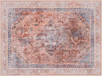 Phantoscope Washable Area Rug 9'x12' Non-Slip, Vintage Neutral Fall Rugs for Living Room, Bedroom, Dining Room, Distressed Boho Medallion Pattern, Low-Pile Foldable Floor Carpet, Rust Orange