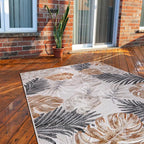 CAMILSON Indoor Outdoor Rug, Yellow 5x7 Leaf Tropical Botanical Area Rugs for Indoor and Outdoor patios, Easy-Cleaning Non-Shedding Living Room, Garden and Kitchen Washable Outside Carpet (5 x 7)