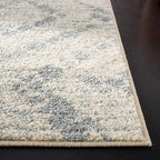 SAFAVIEH Adirondack Collection Area Rug - 10' Square, Ivory & Light Blue, Modern Diamond Distressed Design, Non-Shedding & Easy Care, Ideal for High Traffic Areas in Living Room, Bedroom (ADR131T)