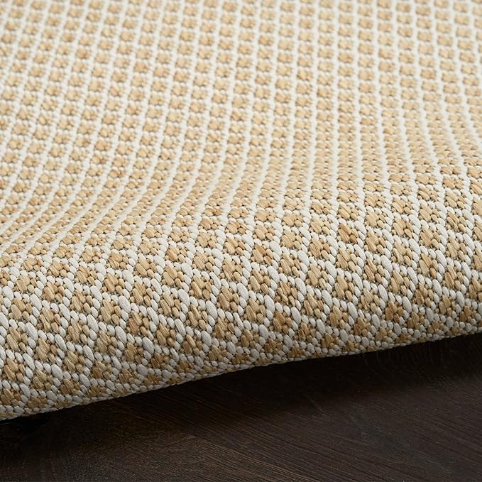 Nourison Home Courtyard Natural 2' x 6' Area Rug - Easy Clean, Non Shedding, Bed Room, Living Room, Dining Room, Kitchen (6' Runner)