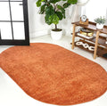 Eyely UES100M-4OV Haze Solid Low-Pile Orange 4 ft. x 6 ft. Oval Area Rug, Pet Friendly, Stain Resistant, Easy Cleaning, for Bedroom, Living Room, Kitchen