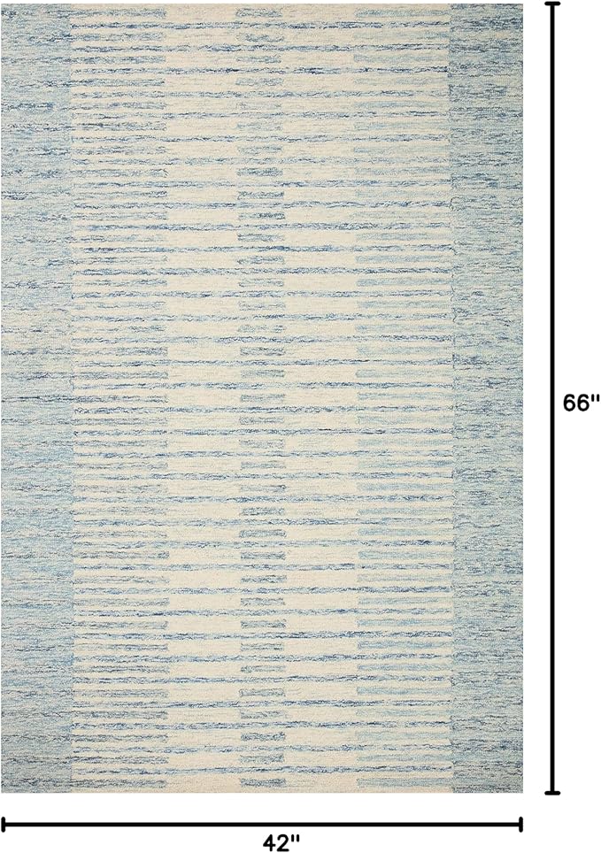 Loloi Chris Loves Julia Chris Collection CHR-01 Ivory/Denim 3'-6'' x 5'-6'', .50" Pile Height, Accent Rug