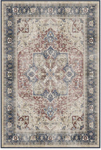 RUGGABLE Washable Area Rug – Kamran Royal Blue 4x6, Stain-Resistant, Non-Slip – Medium Machine Washable Rugs for Living Room, Bedroom, Hallway, Entryway & Office–with Cushioned Pad