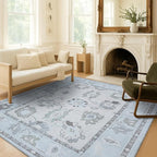 Fame Living Cream Beige Oushak Runner Rug, Modern Runners, Turkish, Eclectic, Floral, Pastel, Washable, Long Runner Rugs for Hallway, Kitchen, Living Room, Bedroom, Kitchen, Bathroom, 2'5"x13'
