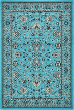 Unique Loom Sialk Hill Collection Area Rug - Washington (6' 1" x 9' Rectangle Turquoise/Black)