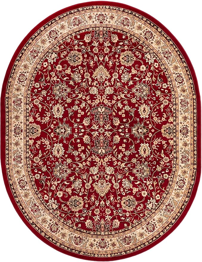 Unique Loom Sialk Hill Collection Area Rug - Washington (7' 11" x 10' Oval Burgundy/Cream)