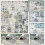Washable Area Rug 5x7 - Neutral Modern Abstract Rugs, Soft Non Slip Thin Carpet with for Bedroom, Under Dining Room Table, Home, Office, Dorm, Office Rolling Chair - Green Yellow