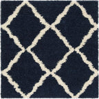 SAFAVIEH Dallas Shag Collection Area Rug - 10' Square, Navy & Ivory, Trellis Design, Non-Shedding & Easy Care, 1.5-inch Thick Ideal for High Traffic Areas in Living Room, Bedroom (SGD257N)