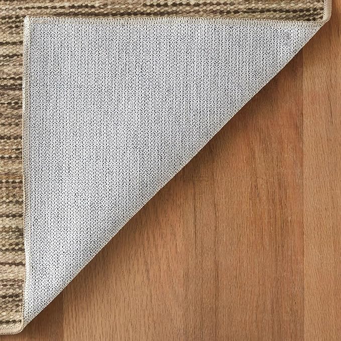 Dash & Albert Clay Natural Machine Washable Rug, 3 X 5 Feet, Natural Stripe Pattern